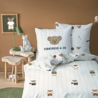 Aptex Parure De Lit Bébé Koala En Coton - Housse De Couette 100x135 Cm Avec Taie - Gris
