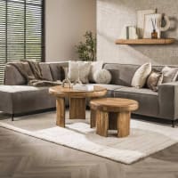 Beliani Set 2 Tavolini Rotondi In Legno Di Mango – Scuri, Fatti A Mano, Stile Classico