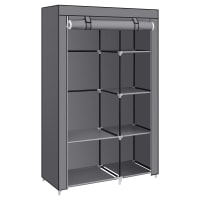 Swisshandel24 Armoire en tissu Armoire à 5 compartiments, tringle à vêtements, armoire avec fermeture éclair