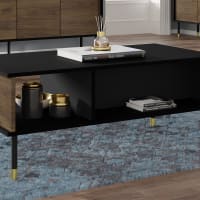 Tavolino Da Caffè Effetto Legno Nero & Blu Reale E Dorato RAVENNA F | Maisons Du Monde