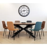 SAMIRA Sedia Da Pranzo Imbottita Mod. Karima - Stile Vintage, Gambe In Metallo Verniciato, Rivestimento Trapuntato, Colore Carta Da Zucchero (Confezione Da 6)
