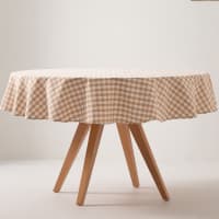 Ommda Tovaglia Rotonda Moderna Tovaglia Antimacchia Impermeabile Wedding per Cucina Giardino 180cm de diametre Beige