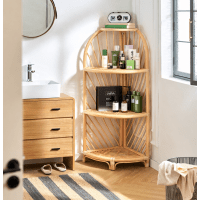 MantraRaj Scaffale Angolare A 3 Ripiani In Bambù Grigio - Organizer Salvaspazio Per Cucina, Bagno, Armadio E Soggiorno - Mensola Autoportante Per Piatti E Spezie - 2
