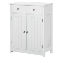 Kleankin Mobile Sottolavabo con Ripiano e Armadietto, Intaglio e U e 2 Ante, 60x30x60 cm, Bianco | Leroy Merlin