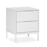 Comodino moderno bianco a 2 cassetti con gambe in legno per camera da letto | Leroy Merlin