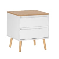 HOMCOM Set 2 pz Comodino Moderno con Cassetto e Design Sospeso per Camera da Letto e Soggiorno, in Truciolato e MDF, 49x38x23cm, Bianco