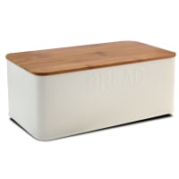 Boîte à pain avec volet roulant en bambou - Beige - L 40 x P 27 x H 17 cm