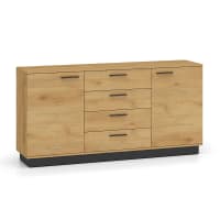 Credenza in legno con 3 ante a righe e ripiani regolabili - perfetta