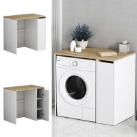 ADGO Pola Mini Armoire Murale Machine à Laver - 2 Portes 4 Étagères - Blanc Brillant