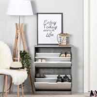 Meuble à chaussures Homcom Meuble à chaussures 3 portes abattantes 3 compartiments MDF blanc laqué Meuble à chaussures Homcom Meuble à chaussures 3 portes abattantes 3 compartiments MDF blanc laqué