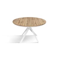 Tavolo da pranzo rotondo - P 80 x H 75 cm - Gambe in MDF e metallo - Piano effetto marmo - Bianco | Leroy Merlin