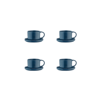 Lot De 6 Gobelets Expresso En Grès Bleu - Collection Au Grès Du Temps, 8 Cl, Lavables Au Lave-vaisselle - 6