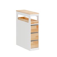 SoBuy Meuble De Rangement D'Angle Salle De Bain Blanc BZR193-W - Armoire Étroite 1 Tiroir + 2 Portes - 44x31x171 Cm