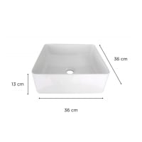 Lavabo à Poser Carré ELISE 65cm – Céramique Blanc LPP (neuf Sous Emballage)