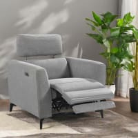 Fauteuil de relaxation éléctrique en velour PEGAZ - Beige - H 102 x L 64 x P 53 cm