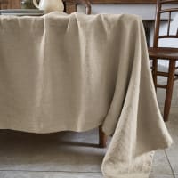 Nappe coton lin Plantain - Gris souris/Ecru - 160 x 250 cm