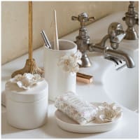 Grand Pot En Albâtre Avec Dorure - Pour Salle De Bain, Cotons Ou Déco