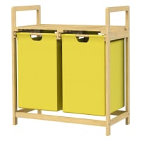 Cesto Portabiancheria 3 Scomparti Mondeer | 50L Ciascuno Con 2 Cassetti E Ruote | 106x33x91.5 Cm Marrone E Nero