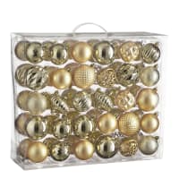 SHareconn Ensemble Décorations De Noël 106 Pièces - Boules Incassables Noir Et Or Champagne, Parfait Pour Sapin, Fêtes Et Mariages