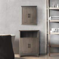 Armario de baño mdf marrón con 2 puertas y estantes ajustables-Russell cropped-2