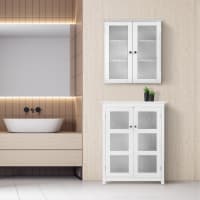 Armario de pared para baño de mdf blanco con puertas de vidrio-Connor cropped-2