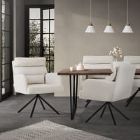 FurnitureR Set Di 4 Sedie Girevoli In Tessuto Beige – Ergonomiche E Robuste – Per Sala Da Pranzo, Cucina, Soggiorno