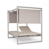 Lit de jour en aluminium rouille avec fauteuils de relaxation beige — free download