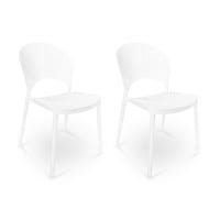 LEWE Set Di 4 Sedie Da Pranzo In Polipropilene E Ferro - Impermeabili Per Interni/Esterni - Bianco Con Gambe Nere - 3
