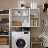 Armario colgante para baño con balda ajustable y 3 puertas blanco cropped-1