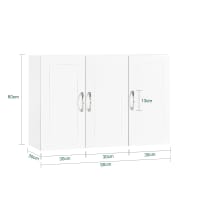 Armario colgante para baño con balda ajustable y 3 puertas blanco cropped-2