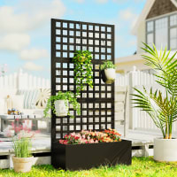 Grande Jardinière Hexagonale Sur Pieds Noir 69x60x45 Cm – Acier Robuste Avec Treillis, Sans Fond