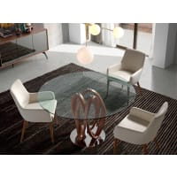ASPECT Miami Set 3 Tavolini Da Salotto In Vetro Temperato E Legno Massello – Design A Nido, Colore Nero/Wengé