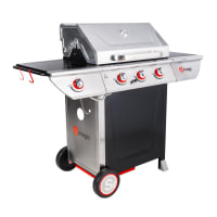 Barbecue à Gaz 4 Flammes Inox – Grillade Parfaite & Facile | Plaque Ajustable, Carter Huile, Chaleur Uniforme | Idéal Jardin, Camping, Terrasse