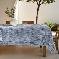 Tovaglia Antimacchia Rettangolare 140x190 Cm | Plastificata Impermeabile In Poliestere Grigio Chiaro E Blu Antracite