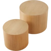 Sweeek Set De 2 Tables Basses Rondes Plateau Effet Bois Chêne - Pieds Sapin 40cm Et 60cm