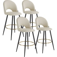 IDMarket Set 4 Sgabelli Da Bar In Velluto Nero - MADY - Design Moderno Ed Elegante Per Cucina E Sala Da Pranzo - 2