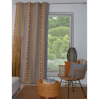 Rideau 100% coton rayures tapissier lourmarin jaune ocre 140x260 cm ...