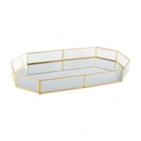 Vassoio per vanità a specchio, vassoio rotondo per gioielli, 24,8 cm, vassoio decorativo dorato per comò da bagno, vassoio per profumi, organizer per camera da letto