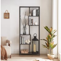 Libreria A 3 Ripiani In Metallo E MDF | Piccola Scaffalatura Industrial 44x28x68 Cm | Per Soggiorno, Camera, Ufficio