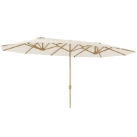Outsunny Demi Parasol, Parasol De Balcon 5 Entretoises Acier Polyester 2 6l X 1 35l X 2 3h M Beige~182l22nnivg01
