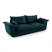 Canapé Convertible 3 Places Dudley – Velours Bleu 230cm – Paris Prix – Neuf