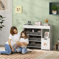 Meuble Rangement Jouets 6 Bacs Amovibles 3 Niveaux - Vert AIYAPLAY Pour Enfants 3-8 Ans