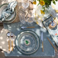 Wholesale HÉRACLÉE 27cm dinner plate in stoneware with blue decor for your store Wholesale HÉRACLÉE 27cm dinner plate in stoneware with blue decor for your store
