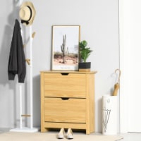 HOMCOM Meuble à Chaussures Bambou 3 Portes - Armoire Rangement Naturel 100x35x80 Cm