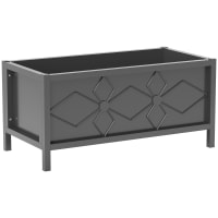 Outsunny Jardinière Surélevée Acier 240x60x30 Cm – Fond Ouvert, Aspect Bois, Potager Balcon Jardin Légumes Herbes