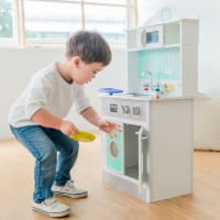 Roba Cuisine Extérieure Compacte Pour Enfants En Bois Massif - Gril, Évier Et Accessoires - Dès 18 Mois - Gris Clair
