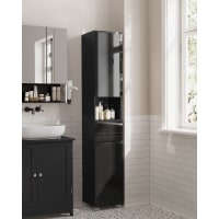 Meuble Salle De Bain Noir Avec Porte Vitrée - Occasion (marques D'usage)