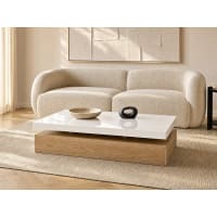 Pitt - Table Basse - 124 Cm - Style Industriel Bois / Blanc - Table