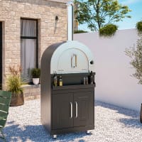 Mobile Da Esterno Grimaud In Acciaio – 1 Cassetto E 1 Anta, Nero, 54x80x124 Cm, Superficie In Acciaio Inox, Carico 35 Kg, Con Barre Appenditura