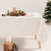 GAMUSI Nappe De Noël Jacquard 140x200 Cm, Rose Pâle/argent, Fil Lurex, 70% Coton, Fabrication Espagnole